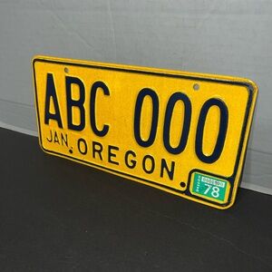 1978 Oregon SAMPLE License Plate Tag ABC 000 Jan
